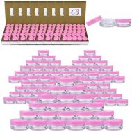 Beauticom 3G/3ML Round Clear Jars with Pink Lids for Acrylic Powder, Rhinestones, Charms and Other Nail Accessories - BPA Free (Quantity: 1000 Pieces)