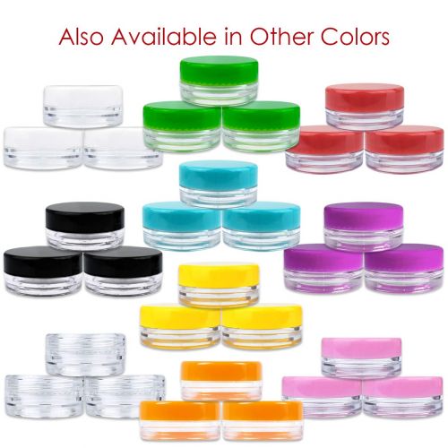  Beauticom 3G/3ML Round Clear Jars with Pink Lids for Acrylic Powder, Rhinestones, Charms and Other Nail Accessories - BPA Free (Quantity: 1000 Pieces)