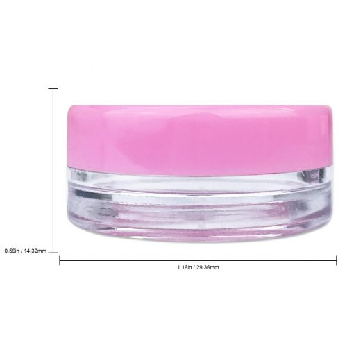  Beauticom 3G/3ML Round Clear Jars with Pink Lids for Acrylic Powder, Rhinestones, Charms and Other Nail Accessories - BPA Free (Quantity: 1000 Pieces)