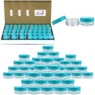 (Quantity: 500 Pieces) Beauticom 3G/3ML Round Clear Jars with TEAL Sky Blue Lids for Scrubs, Oils, Toner, Salves, Creams, Lotions, Makeup Samples, Lip Balms - BPA Free