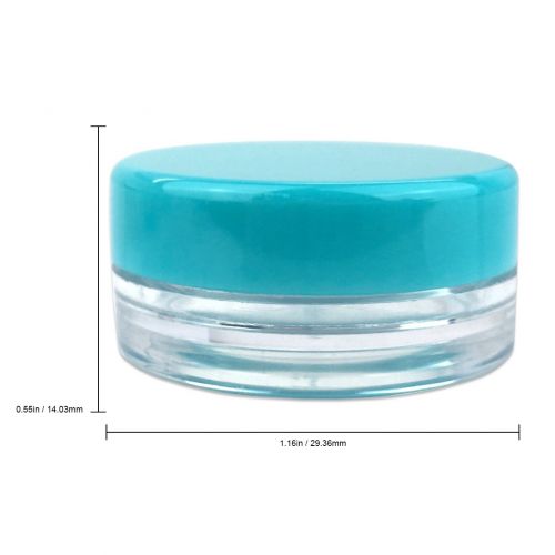  (Quantity: 500 Pieces) Beauticom 3G/3ML Round Clear Jars with TEAL Sky Blue Lids for Scrubs, Oils, Toner, Salves, Creams, Lotions, Makeup Samples, Lip Balms - BPA Free