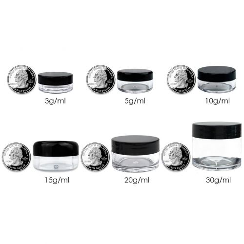  Beauticom 900 Pieces 30 Gram 30 ML (1 Oz) Clear Empty Refillable Round Jars with WHITE Screw Cap Lid for Powder Eye Shadow Makeup Cosmetic Beauty Travel Samples - BPA Free