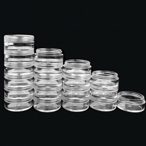  Beauticom 72 Pack(432 Pieces) 5G/5ML Round Stackable Transparent Plastic Embellishment Bead Glitter Charm Craft Jars with Clear Lid
