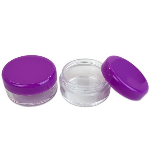  Beauticom 5G/5ML Round Clear Jars with Purple Lids for Beads, Gems, Glitter, Charms, Small Arts and Crafts Items - BPA Free (Quantity: 2000 Pieces)