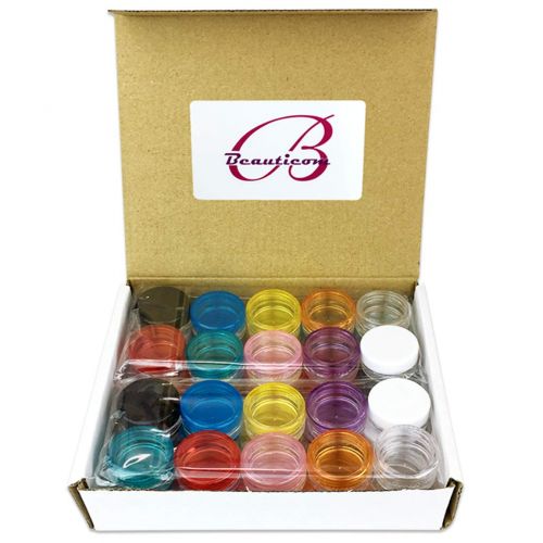  Beauticom 400 Pieces 5G/5ML Empty Round Container Jars with MultiColor Lids for Makeup Cosmetic Samples, Small Jewelry, Beads, Nail Charms and Accessories