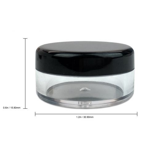  Beauticom 5G/5ML Round Clear Jars with Black Lids for Acrylic Powder, Rhinestones, Charms and Other Nail Accessories - BPA Free (Quantity: 500pcs)