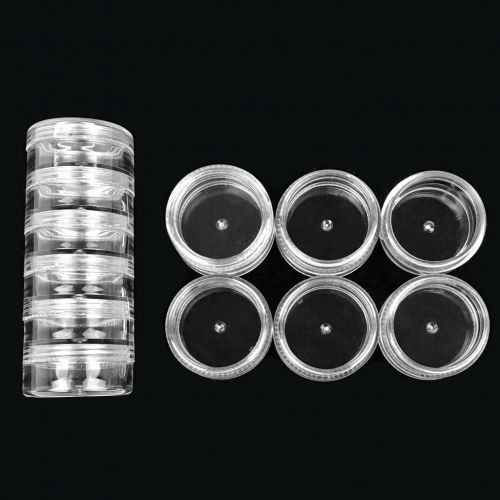  Beauticom 144 Pack(864 Pieces) 5G/5ML Round Stackable Transparent Plastic Storage Jars with Clear Lid for Brads, Stones, Coins, Embellishments and Small Items