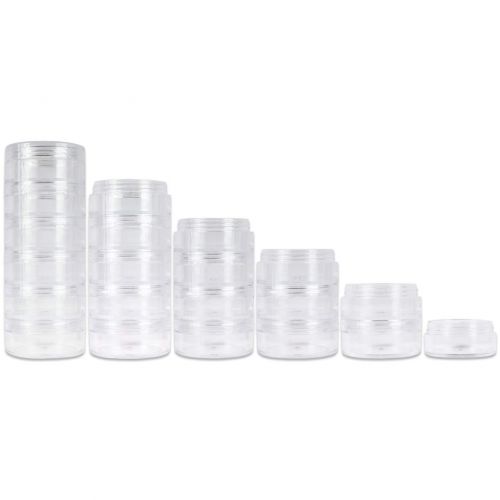  Beauticom 144 Pack(864 Pieces) 10G/10ML Round Transparent Stackable Plastic Storage Jar with Clear Lid for Jewelry, Findings, Pins, Small and Loose Items