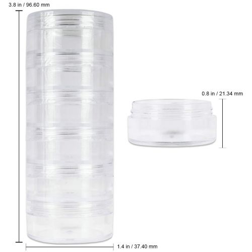  Beauticom 144 Pack(864 Pieces) 10G/10ML Round Transparent Stackable Plastic Storage Jar with Clear Lid for Jewelry, Findings, Pins, Small and Loose Items