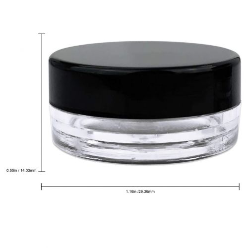  Beauticom 3G/3ML Round Clear Jars with Black Lids for Small Jewelry, Holding/Mixing Paints, Art Accessories and Other Craft Supplies - BPA Free (Quantity: 1000pcs)