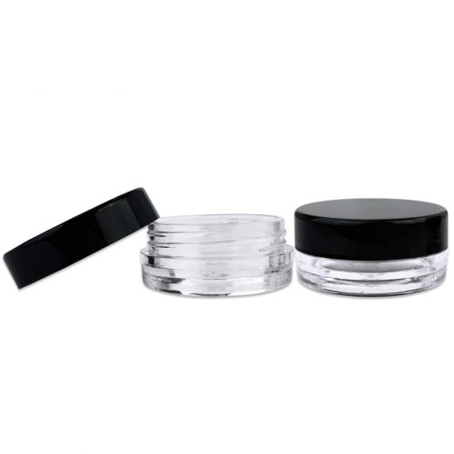  Beauticom 3G/3ML Round Clear Jars with Black Lids for Small Jewelry, Holding/Mixing Paints, Art Accessories and Other Craft Supplies - BPA Free (Quantity: 1000pcs)