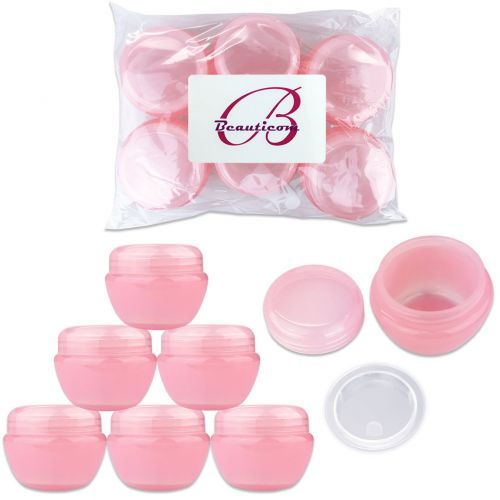  Beauticom 72 Pieces 30G/30ML (1 Oz) Pink Frosted Container Jars with Inner Liner for Small Jewelry, Beads, Charms, Rhinestones, Nail Accessories - BPA Free