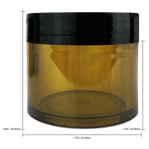  Beauticom 180 Pieces 30G/30ML(1 Oz) Thick Wall Round AMBER Plastic Container Jars with Black Flat Top Lids - Leak-Proof Jar - BPA Free
