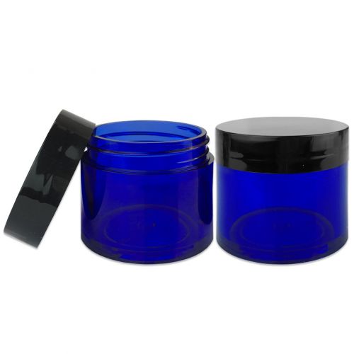  Beauticom 180 Pieces 30G/30ML(1 Oz) Thick Wall Round COBALT BLUE Plastic Container Jars with Black Flat Top Lids - Leak-Proof Jar - BPA Free