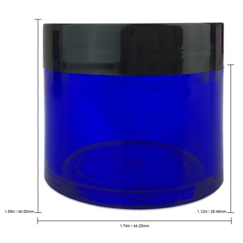  Beauticom 180 Pieces 30G/30ML(1 Oz) Thick Wall Round COBALT BLUE Plastic Container Jars with Black Flat Top Lids - Leak-Proof Jar - BPA Free