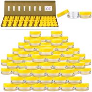 Beauticom 3 Gram / 3 ML (Quantity: 1000 Pieces) Round Acrylic Small Sample Jar Containers with Yellow Lids for Makeup Beauty Cosmetics Lotion Salves Scrubs Ointments