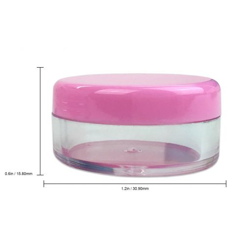  (Quantity: 1000 Pcs) Beauticom 5G/5ML Round Clear Jars with Pink Lids for Small Jewelry, Holding/Mixing Paints, Art Accessories and Other Craft Supplies - BPA Free