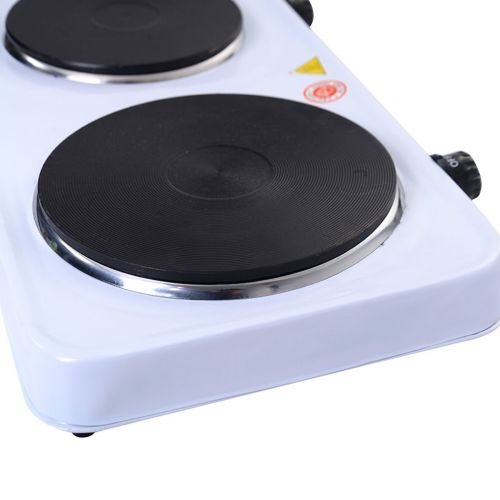  Beautifulwoman Electric Double Burner Hot Plate Portable Stove Heater Countertop Cooking Powerful 2500 Watts For Fast, Efficient Cooking Power Indicator Light