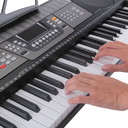  Beautifulwoman Electric digital piano organ with stand black music electronic keyboard 61 key