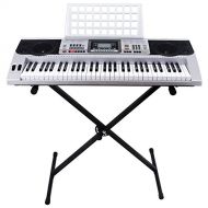 Beautifulwoman Keyboard electric piano organ with stand silver 61 key music digital electronic