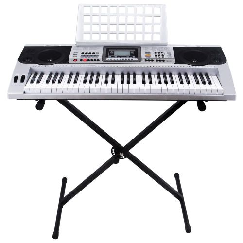  Beautifulwoman Keyboard electric piano organ with stand silver 61 key music digital electronic