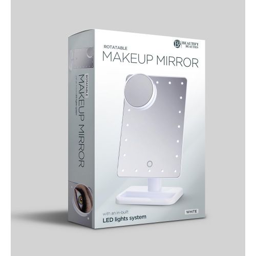  Beautify Beauties Lighted Makeup Mirror Makeup and Vanity Mirror - LED Operated (White) with Detachable 10X Magnifying Mirror