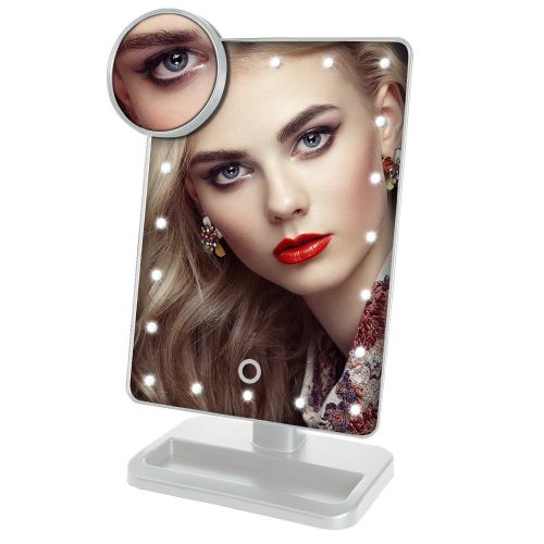 Beautify Beauties Lighted Makeup Mirror Makeup and Vanity Mirror - LED Operated (White) with Detachable 10X Magnifying Mirror