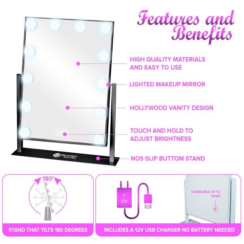  BeautifyBeauties Lighted Makeup Mirror/Vanity Mirror, Hollywood Style Cosmetic Mirror with...