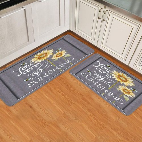  Beauty Decor 2 Piece Non-Slip Kitchen Mat Runner Rug Set Sunflowers Doormat Area Rugs You are My Sunshine 19.7x31.5+19.7x63