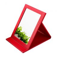 Beauty Mirror Size 8.07-5.9 in, Portable Folding Vanity Makeup Mirror with Stand for Beauty Handheld Mirrors,Slim PU Leather,Famiry Portable Folding Mirror for Making Up, Desktop Folding Mirror,