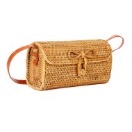 Beauty YaYa Womens Bali Ata Rattan Woven Crossbody Bag | Handbag | Tote Bag with Bow Clasp