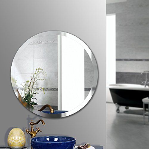  Beauty4U Round Mirrors - 19.7inch Diameter Beveled Wall Mirror HD Vanity Make Up Mirror Tiles for Wall Decor