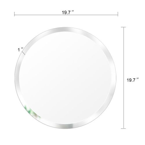  Beauty4U Round Mirrors - 19.7inch Diameter Beveled Wall Mirror HD Vanity Make Up Mirror Tiles for Wall Decor