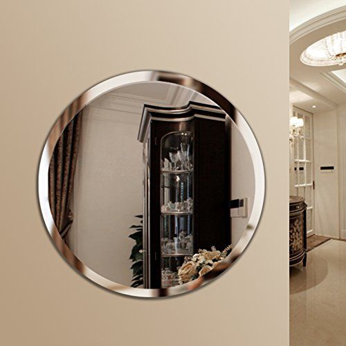  Beauty4U Round Mirrors - 19.7inch Diameter Beveled Wall Mirror HD Vanity Make Up Mirror Tiles for Wall Decor