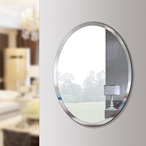  Beauty4U Oval Mirrors - 23.6 x 31.5 inch Beveled Elliptical Wall Mirror HD Vanity Make Up Mirror Tiles for Wall Decor