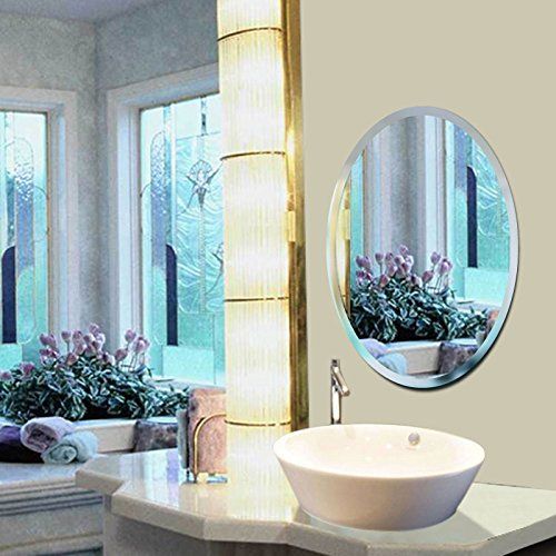  Beauty4U Oval Mirrors - 23.6 x 31.5 inch Beveled Elliptical Wall Mirror HD Vanity Make Up Mirror Tiles for Wall Decor