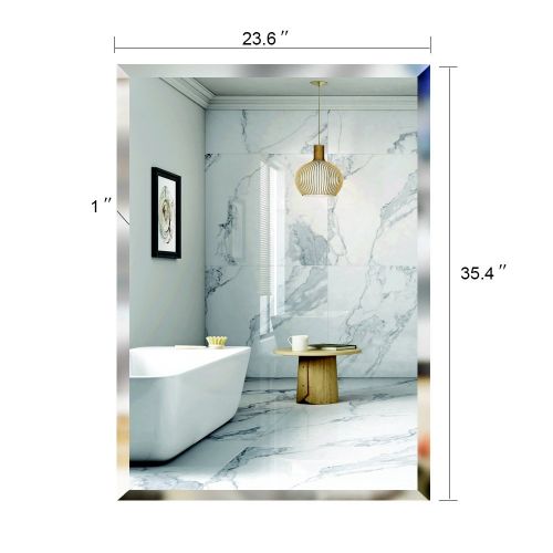  Beauty4U Oval Mirrors - 23.6 x 31.5 inch Beveled Elliptical Wall Mirror HD Vanity Make Up Mirror Tiles for Wall Decor