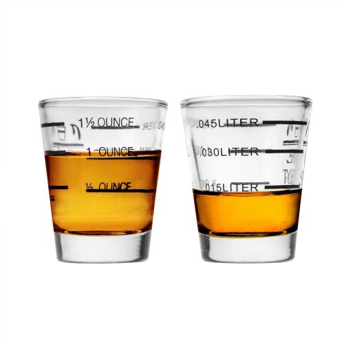  [아마존베스트]Beautyflier Pack of 2 Cocktail Wine Jigger Clear Glass Shot Glasses Drink Spirit Measure Cup For Measurement Bar Party Kitchen Tool