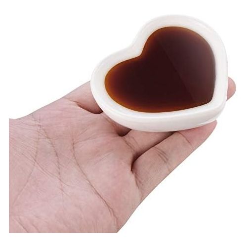  [아마존베스트]Beautyflier Pack of 4 Heart Shaped Ceramic Sauce Dishes Plates Serving Saucers Bowl For Sushi Appetizer Japanese Style Dinnerware Set Snack White Color