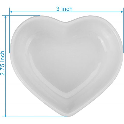  [아마존베스트]Beautyflier Pack of 4 Heart Shaped Ceramic Sauce Dishes Plates Serving Saucers Bowl For Sushi Appetizer Japanese Style Dinnerware Set Snack White Color