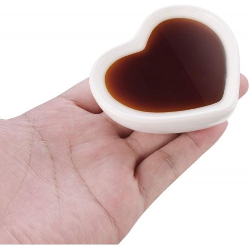  [아마존베스트]Beautyflier Pack of 4 Heart Shaped Ceramic Sauce Dishes Plates Serving Saucers Bowl For Sushi Appetizer Japanese Style Dinnerware Set Snack White Color