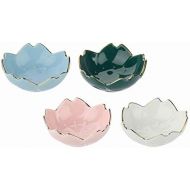 [아마존베스트]Beautyflier Pack of 4 Ceramic Cherry Blossom Pattern Sauce Dishes Plates Serving Saucers Bowl for Sushi Appetizer Snack Dinnerware Set (Cherry Blossom(4 Color))