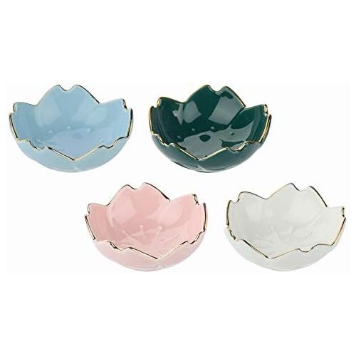  [아마존베스트]Beautyflier Pack of 4 Ceramic Cherry Blossom Pattern Sauce Dishes Plates Serving Saucers Bowl for Sushi Appetizer Snack Dinnerware Set (Cherry Blossom(4 Color))