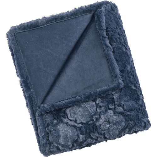 뷰티레스트 [아마존핫딜][아마존 핫딜] Beautyrest Brushed Long Fur Electric Throw Blanket Ogee Pattern Warm and Soft Heated Wrap with Auto Shutoff, 50 W x 60 L, Sapphire Blue