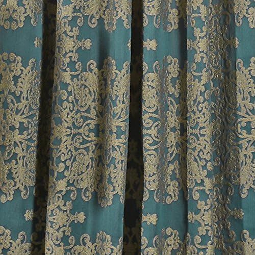 뷰티레스트 Beautyrest Alexina Jacquard Grommet Top Curtains for Kitchen and Living Room, 48 x 18, Peacock