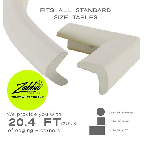  [아마존베스트]Bebe Earth - Baby Proofing Edge and Corner Guard Protector Set - Safety Bumpers - Child Proof Furniture and Tables - Pre-Taped Bumper Corners (20.4 feet and 8 Corners, Oyster White