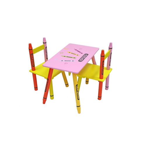  Bebe Style Premium Toddler Furniture Wooden Kids Chair and Table Set Crayon Theme Easy Assembly