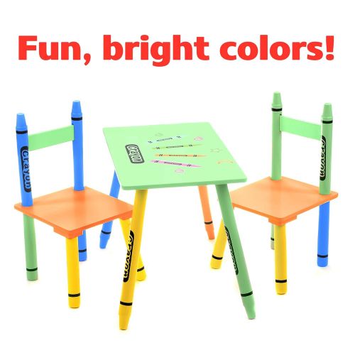  Bebe Style Premium Toddler Furniture Wooden Kids Chair and Table Set Crayon Theme Easy Assembly