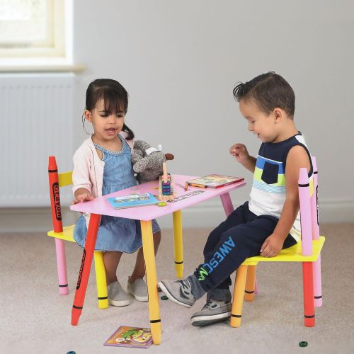  Bebe Style Premium Toddler Furniture Wooden Kids Chair and Table Set Crayon Theme Easy Assembly