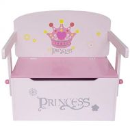 Bebe Style Wooden Princess Theme Convertible Toy Storage Bench Easy Assembly
